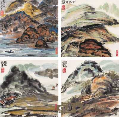 朱屺瞻 1976年作 秋山山水册 册页 33×33cm×10